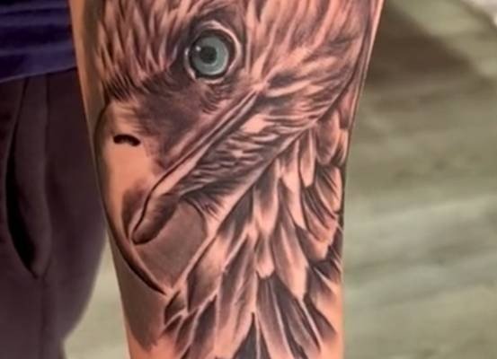 Testa di aquila tatuata sull’avambraccio