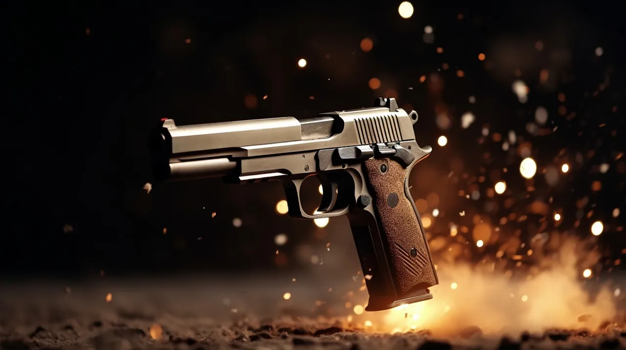 Illustrative close-up of a handgun against a dark background.